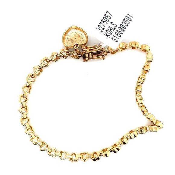 Gold Over Silver Diamond Accent Heart Bracelet (NWT) - Picture 2 of 6